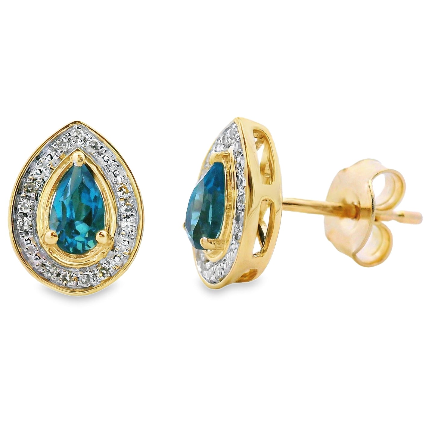 .57ct London Blue Topaz Stud Earrings 10KT Yellow Gold Bids.com