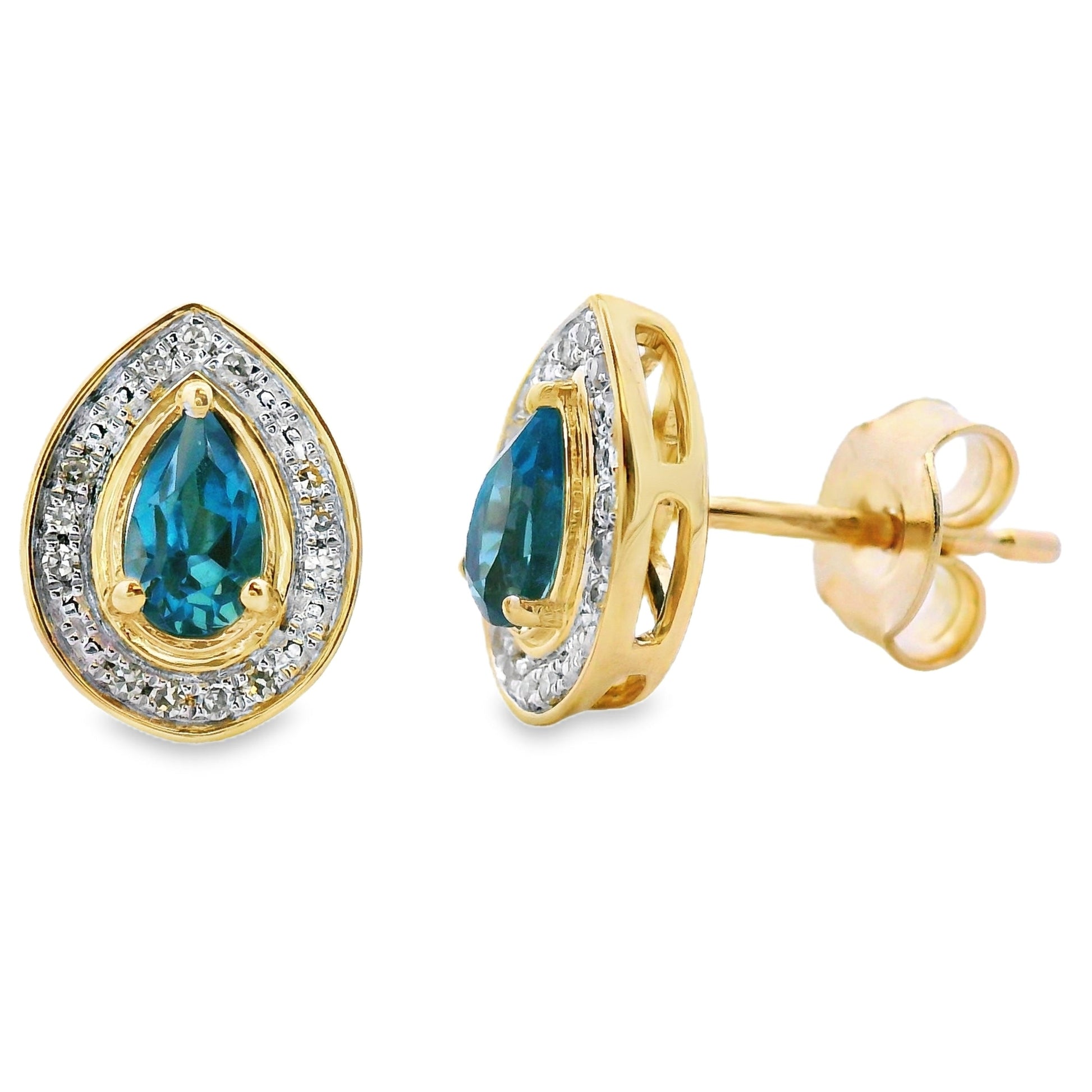 .57ct London Blue Topaz Stud Earrings 10KT Yellow Gold Bids.com