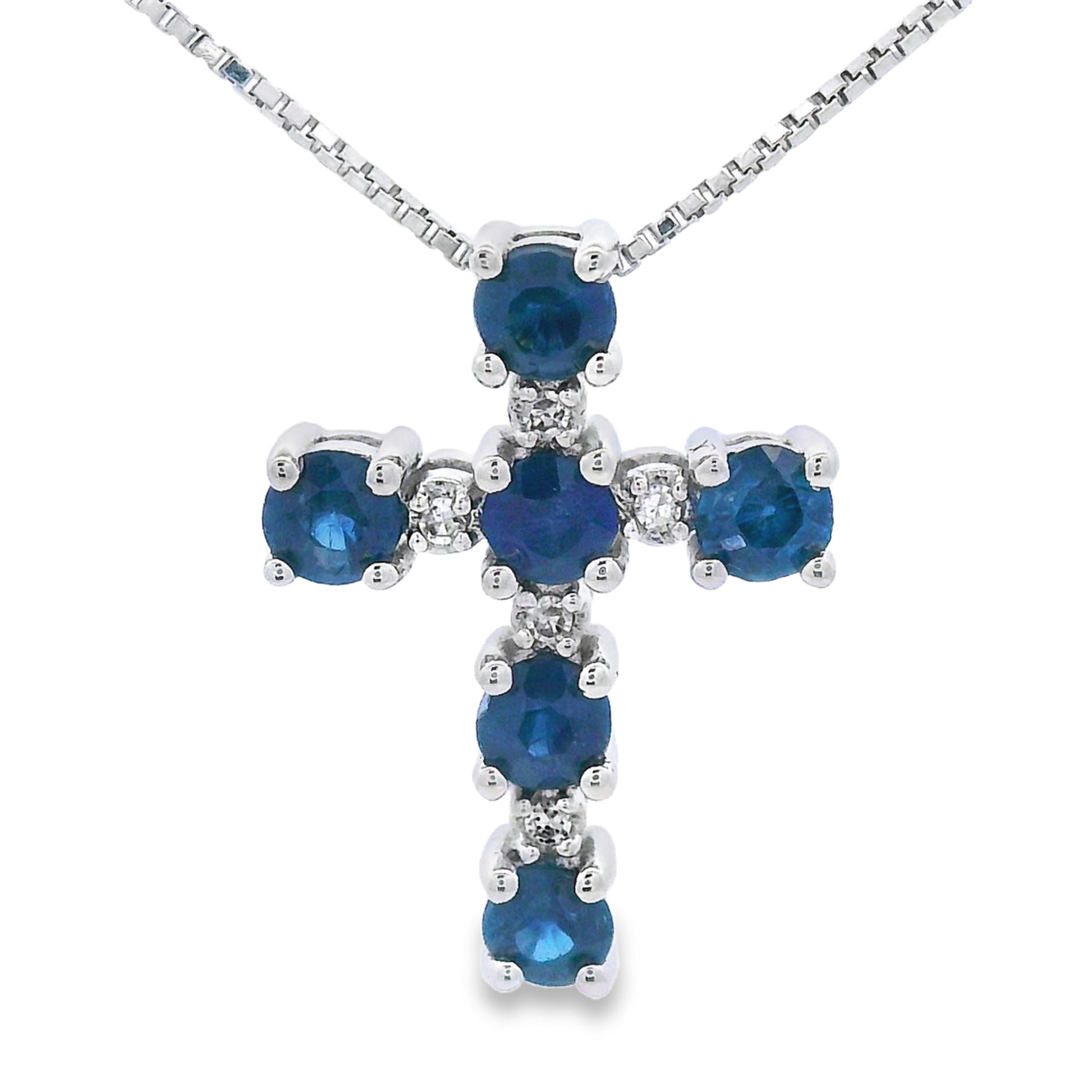 .32ct Sapphire Cross Religious Pendant 10KT White Gold Bids.com