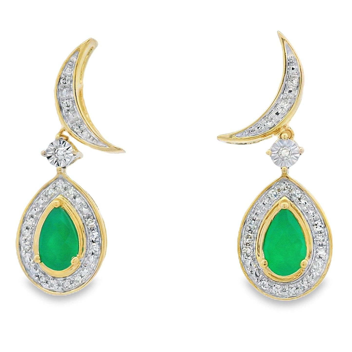 Chalcedony Diamond Dangle Earrings 10KT Yellow Gold Bids.com