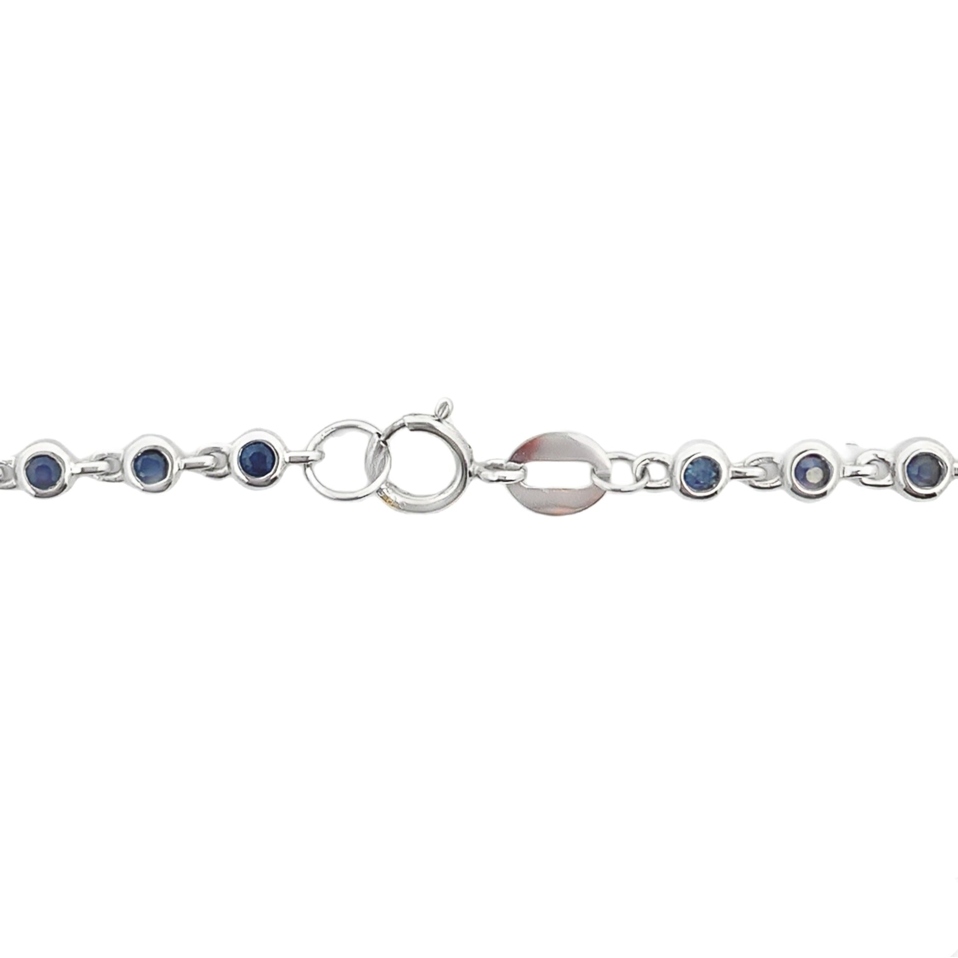 Natural .87ct Sapphire Diamond Bracelet 14KT White Gold Bids.com