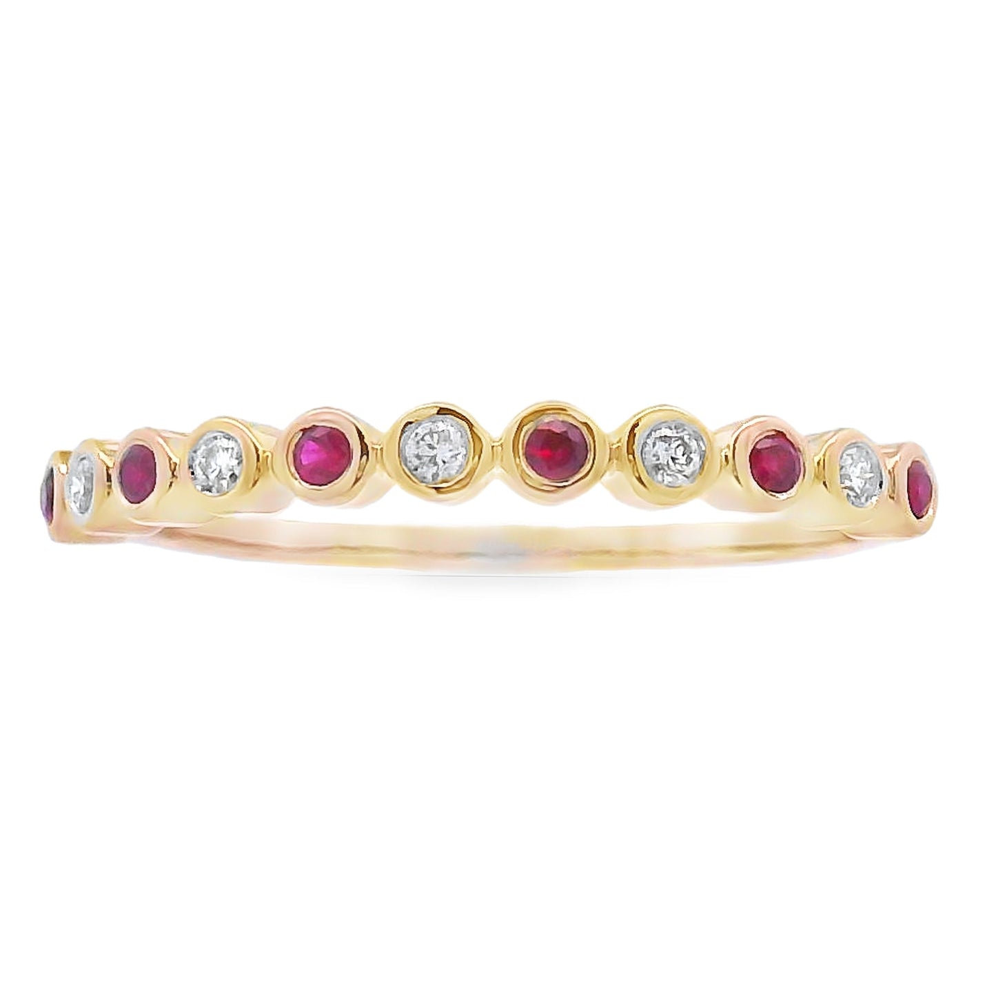 .13ct Ruby Diamond stackable band set 14KT Yellow Gold Bids.com