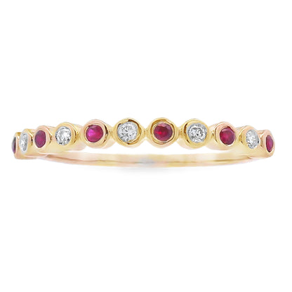 .13ct Ruby Diamond stackable band set 14KT Yellow Gold Bids.com