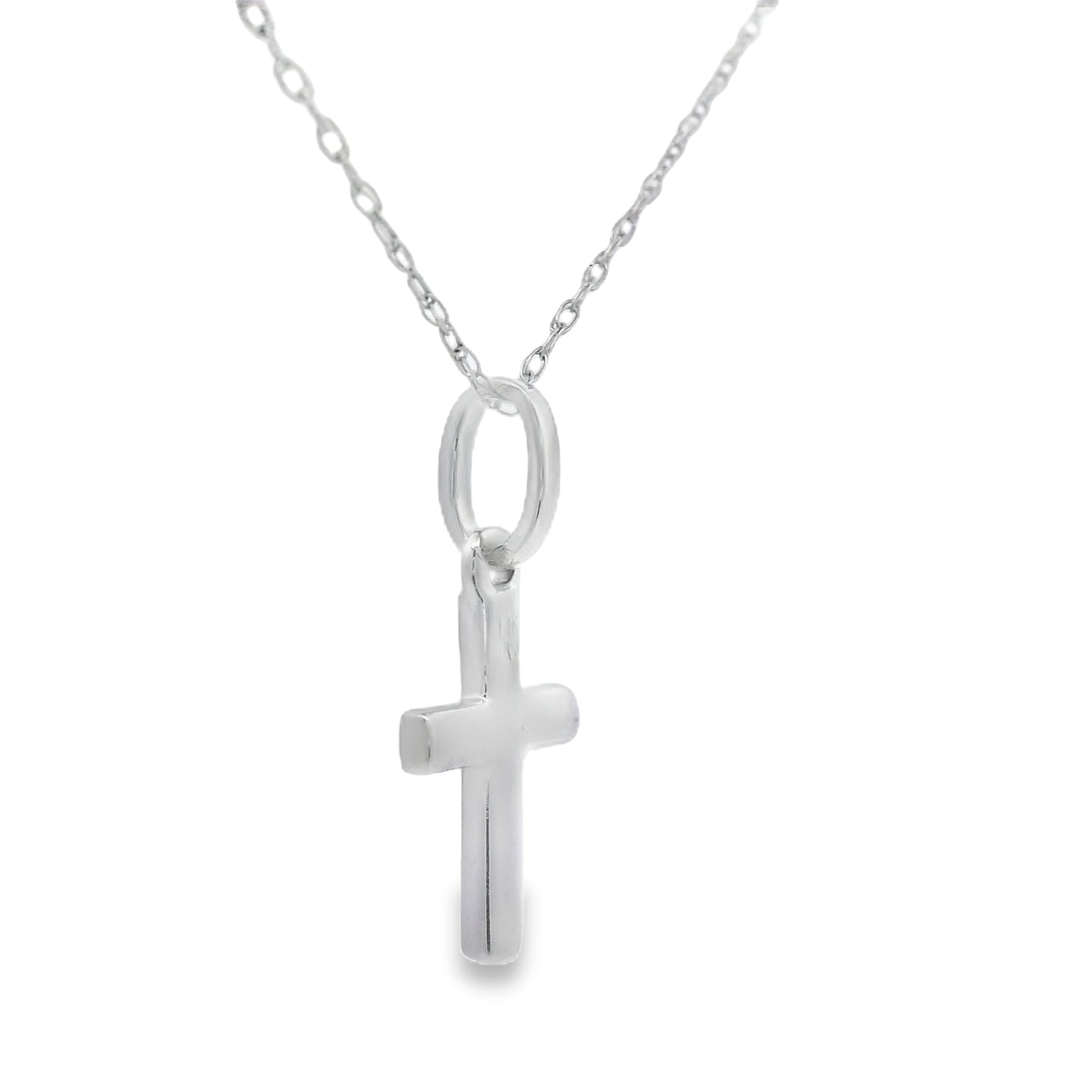 .05ct Diamond Cross Religious Pendant 14KT White Gold Bids.com