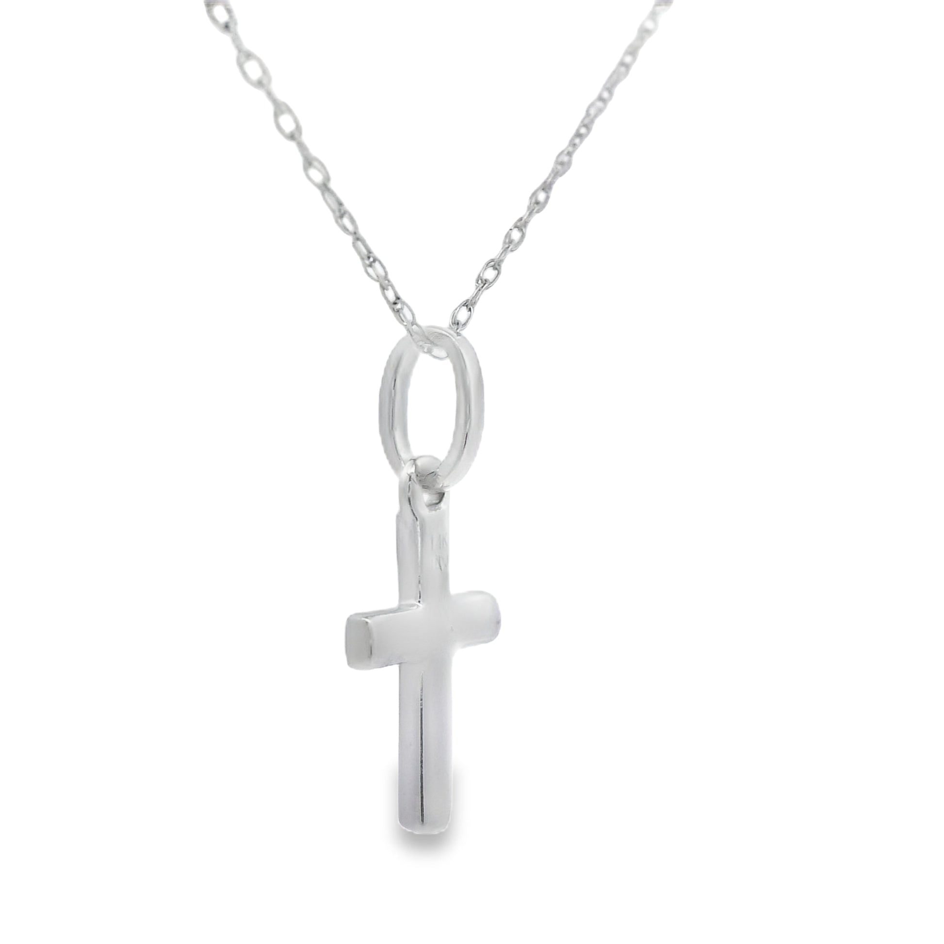 .05ct Diamond Cross Religious Pendant 14KT White Gold Bids.com