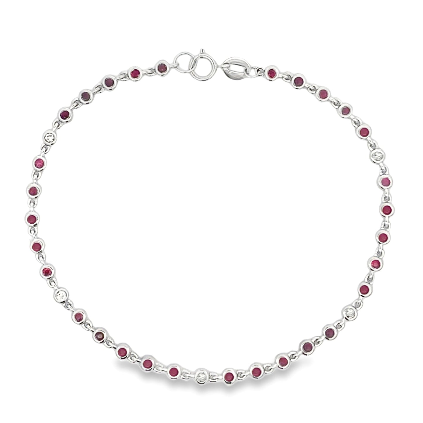 Genuine .89ct Ruby Diamond Bracelet 14KT White Gold Bids.com