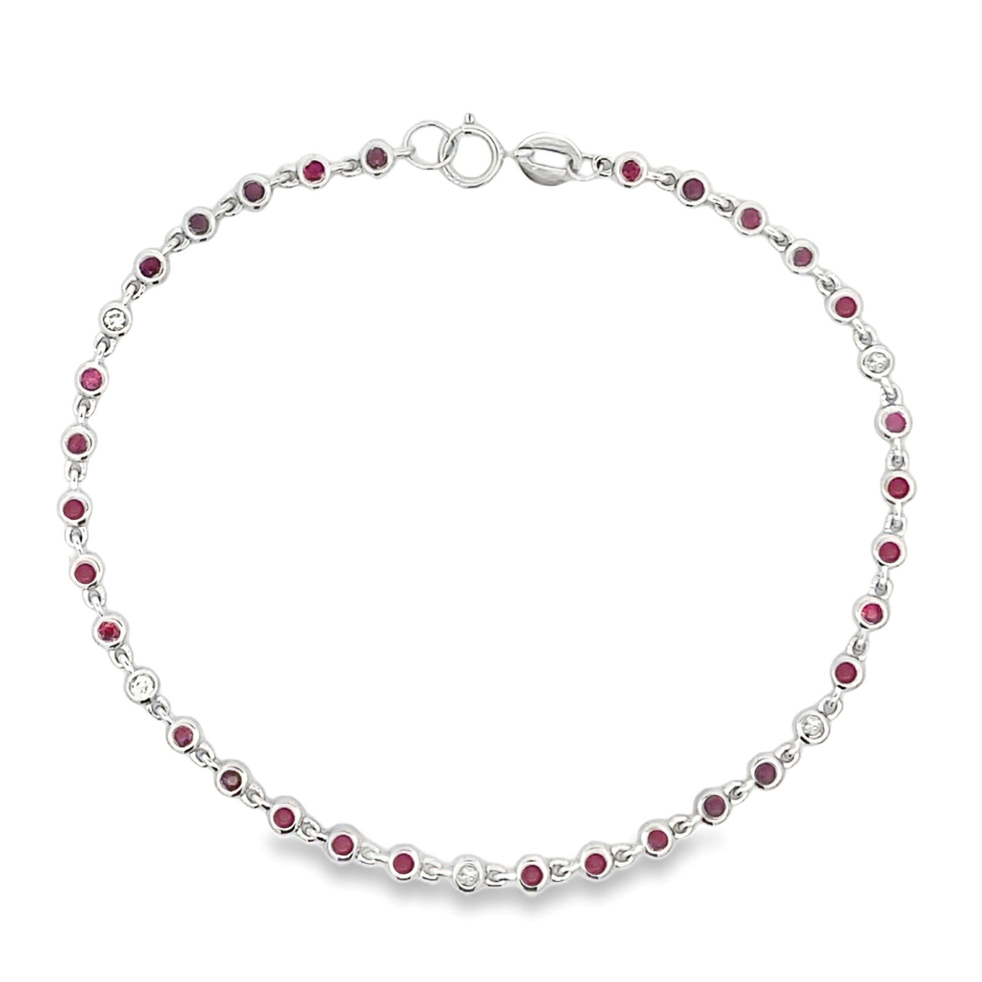 Genuine .89ct Ruby Diamond Bracelet 14KT White Gold Bids.com