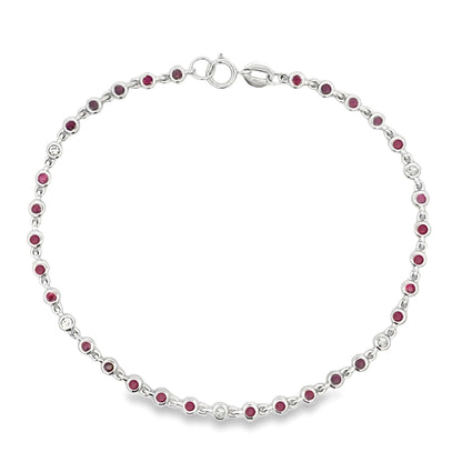 Genuine .89ct Ruby Diamond Bracelet 14KT White Gold Bids.com