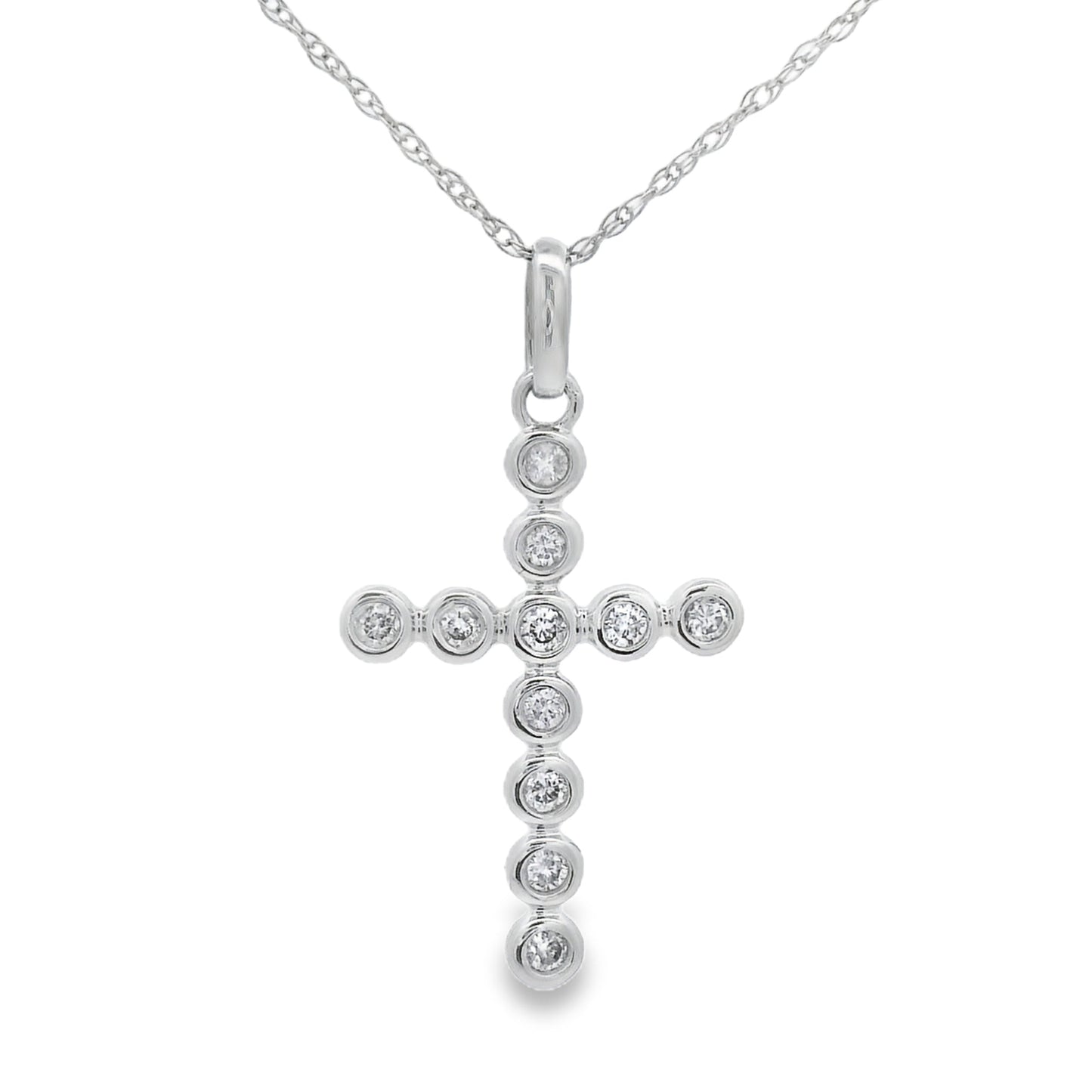 .15ct Diamond Cross Religious Pendant 14KT White Gold Bids.com