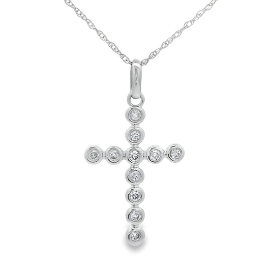 .15ct Diamond Cross Religious Pendant 14KT White Gold Bids.com