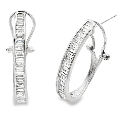 1.00ct Lab Grown Diamond Hoop Earrings 14KT White Gold Bids.com