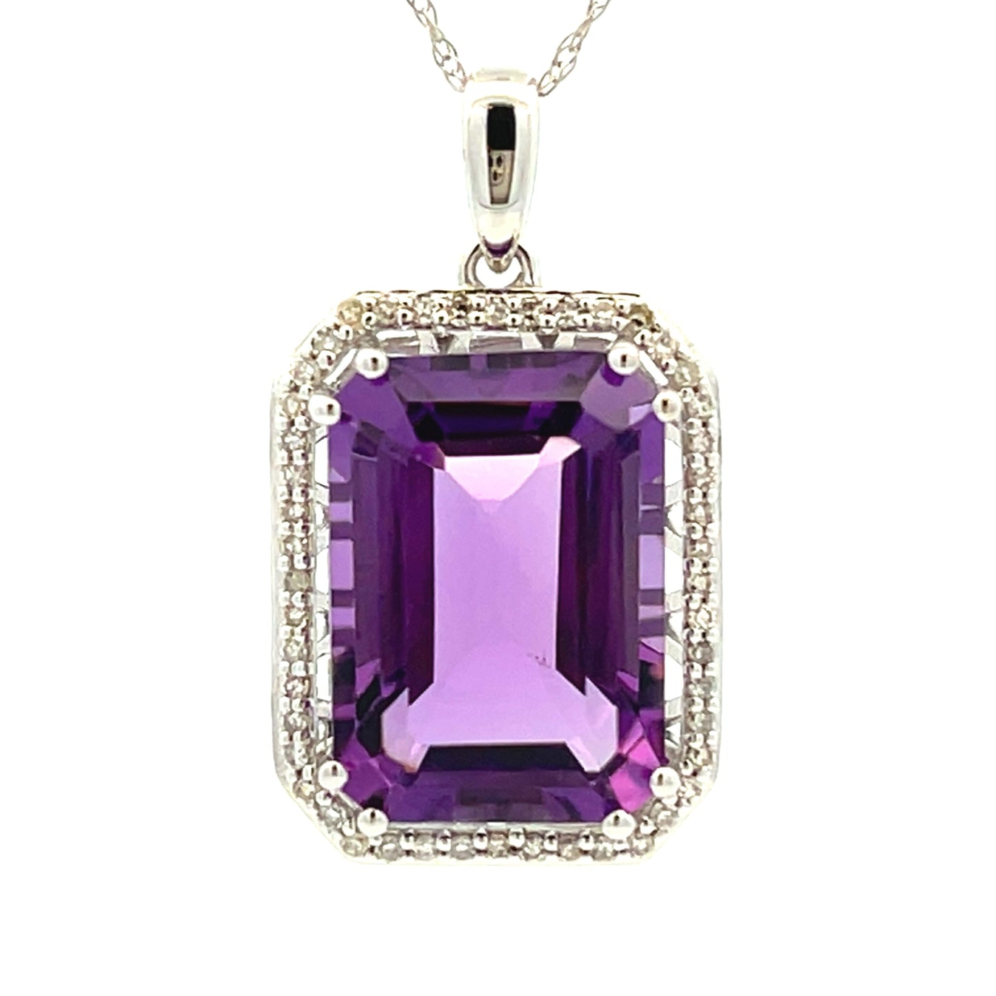Amethyst Diamond Fashion Pendants 14KT White Gold Bids.com