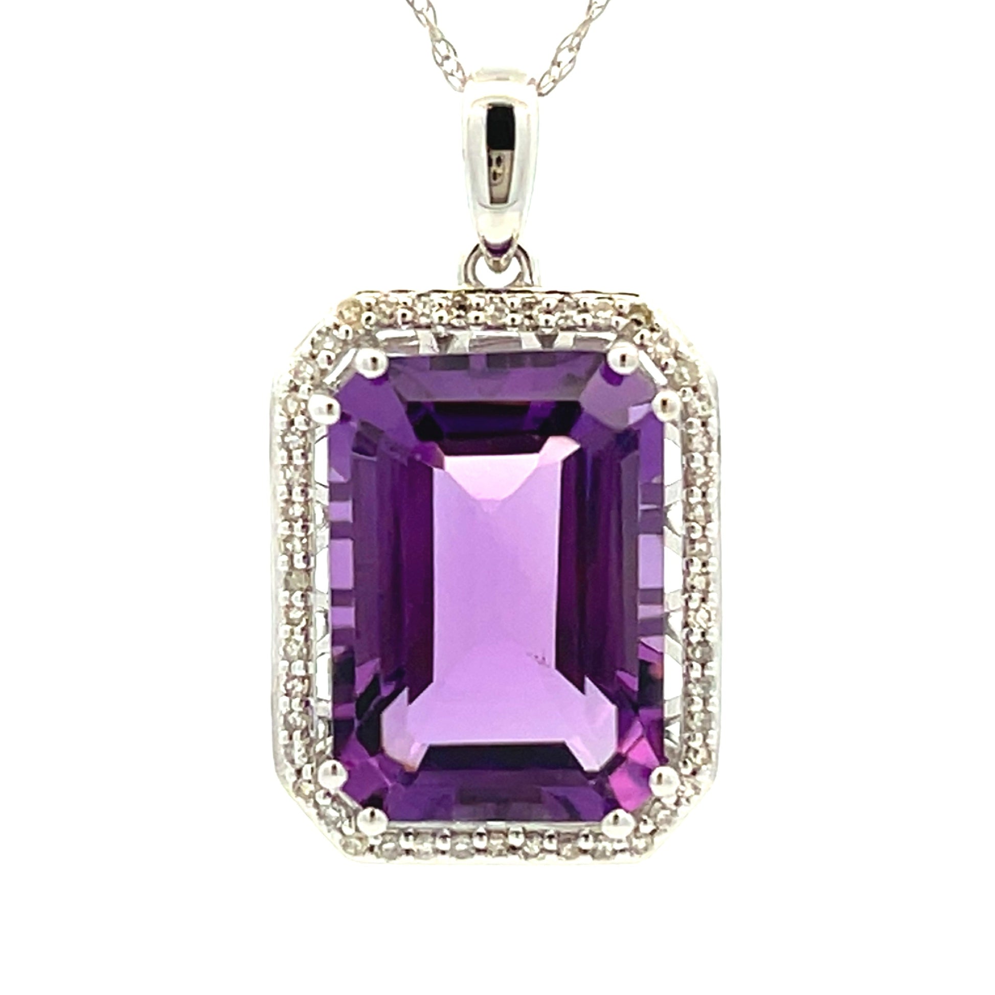 Amethyst Diamond Fashion Pendants 14KT White Gold Bids.com