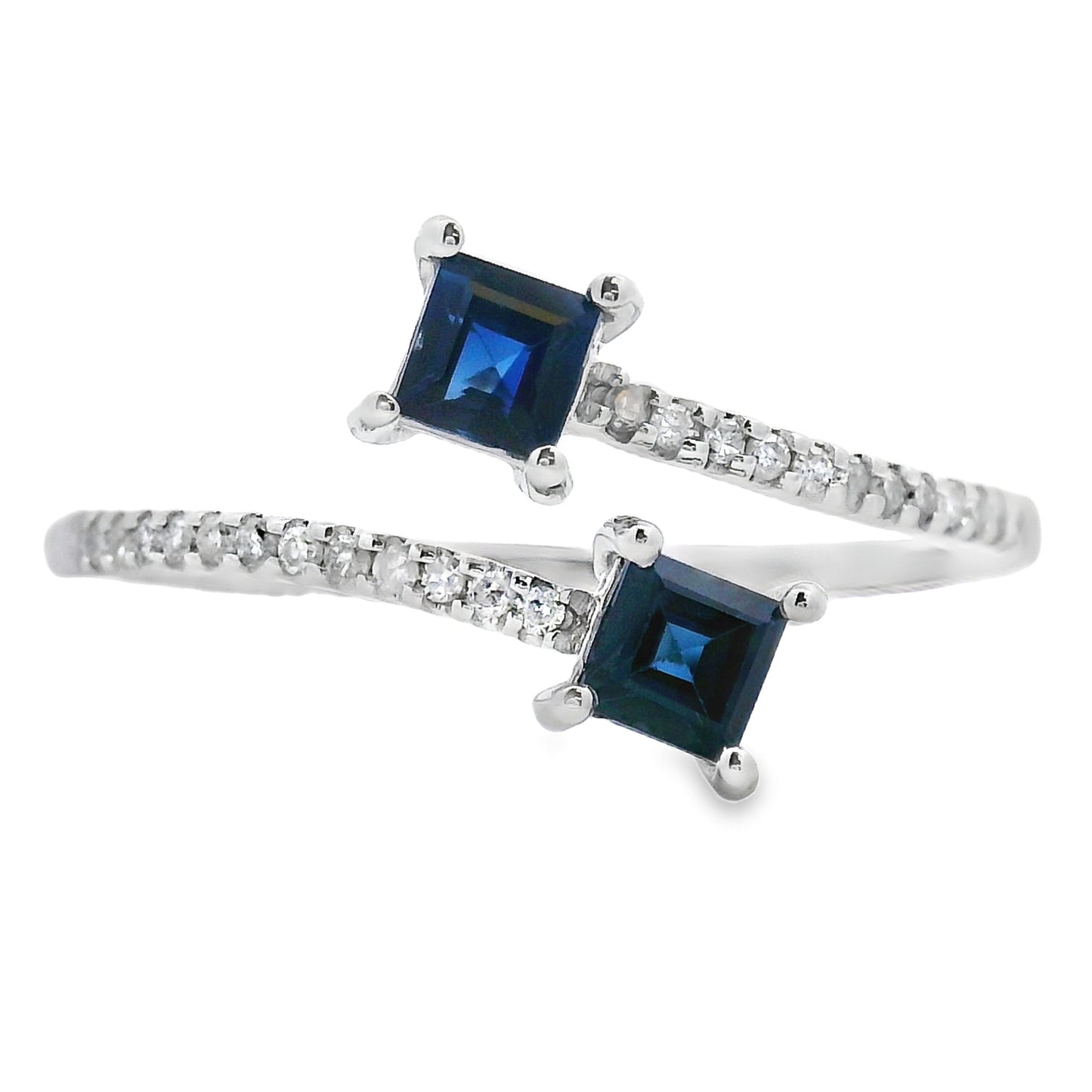 Natural .61ct Sapphire Diamond Ring 14KT White Gold Bids.com