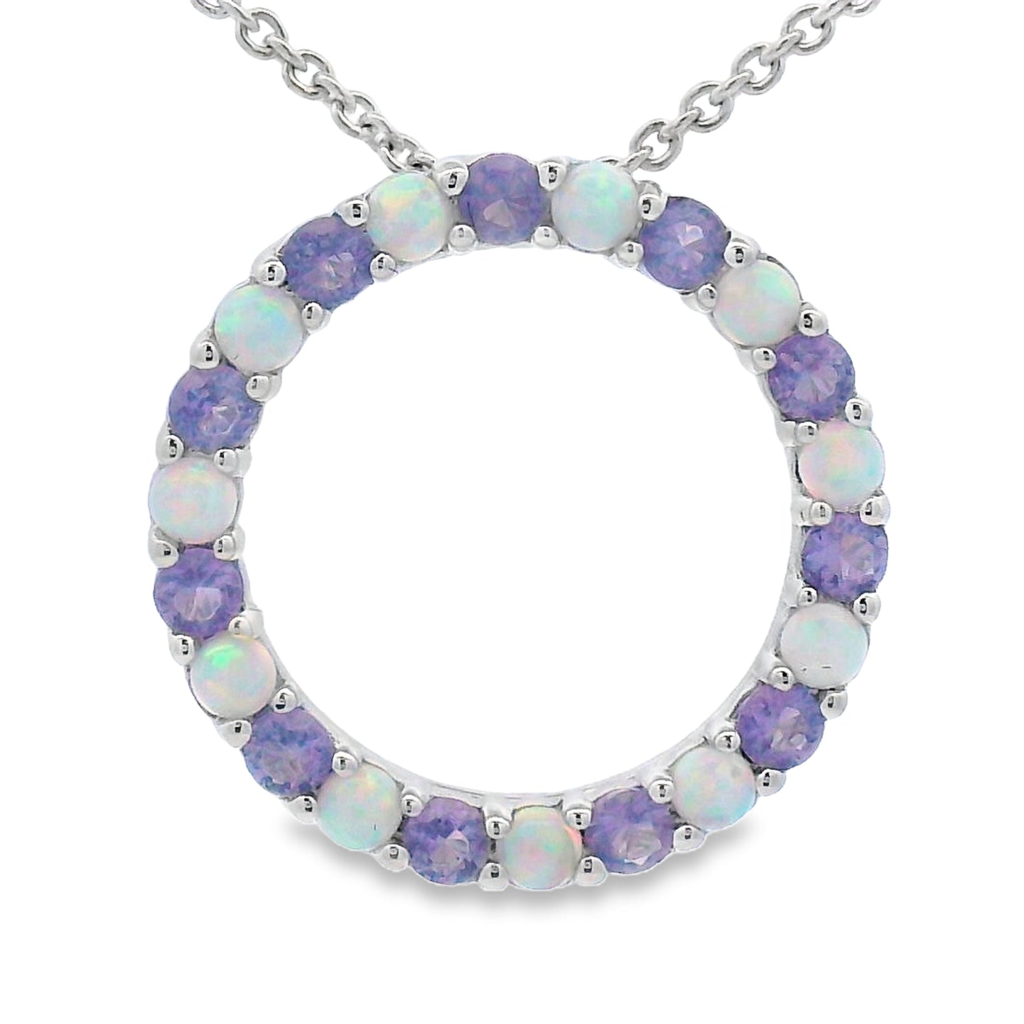 Created Opal Circle of Love Pendant Sterling Silver Bids.com