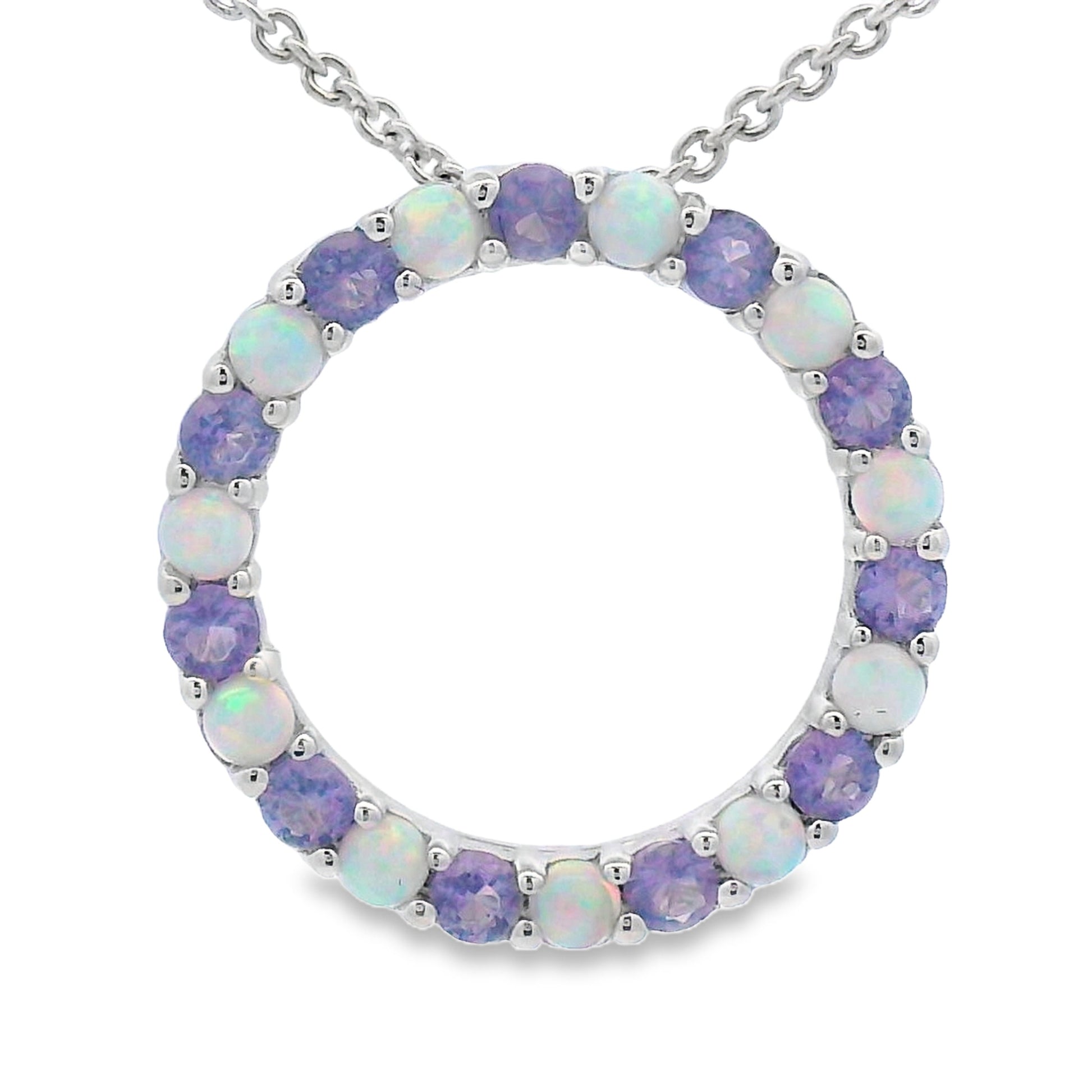 Created Opal Circle of Love Pendant Sterling Silver Bids.com