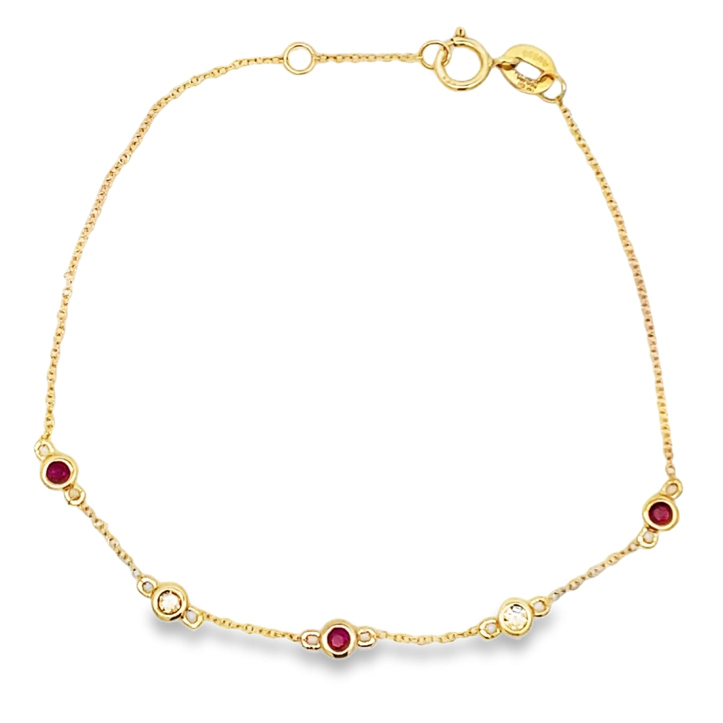 Natural .25ct Ruby Diamond Bracelet 14KT Yellow Gold Bids.com