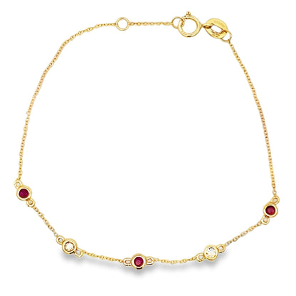 Natural .25ct Ruby Diamond Bracelet 14KT Yellow Gold Bids.com