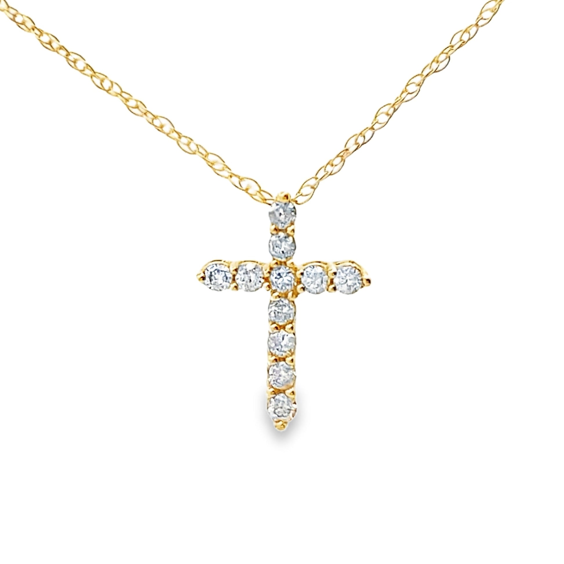 .11ct Diamond Cross Religious Pendant 14KT Yellow Gold Bids.com