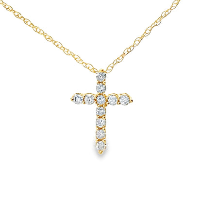 .11ct Diamond Cross Religious Pendant 14KT Yellow Gold Bids.com