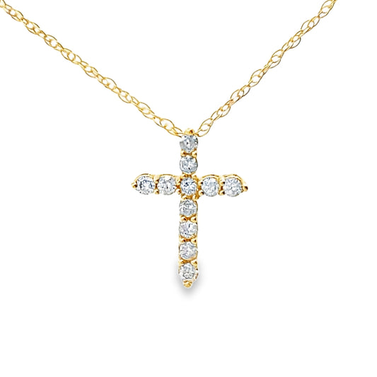 .11ct Diamond Cross Religious Pendant 14KT Yellow Gold Bids.com
