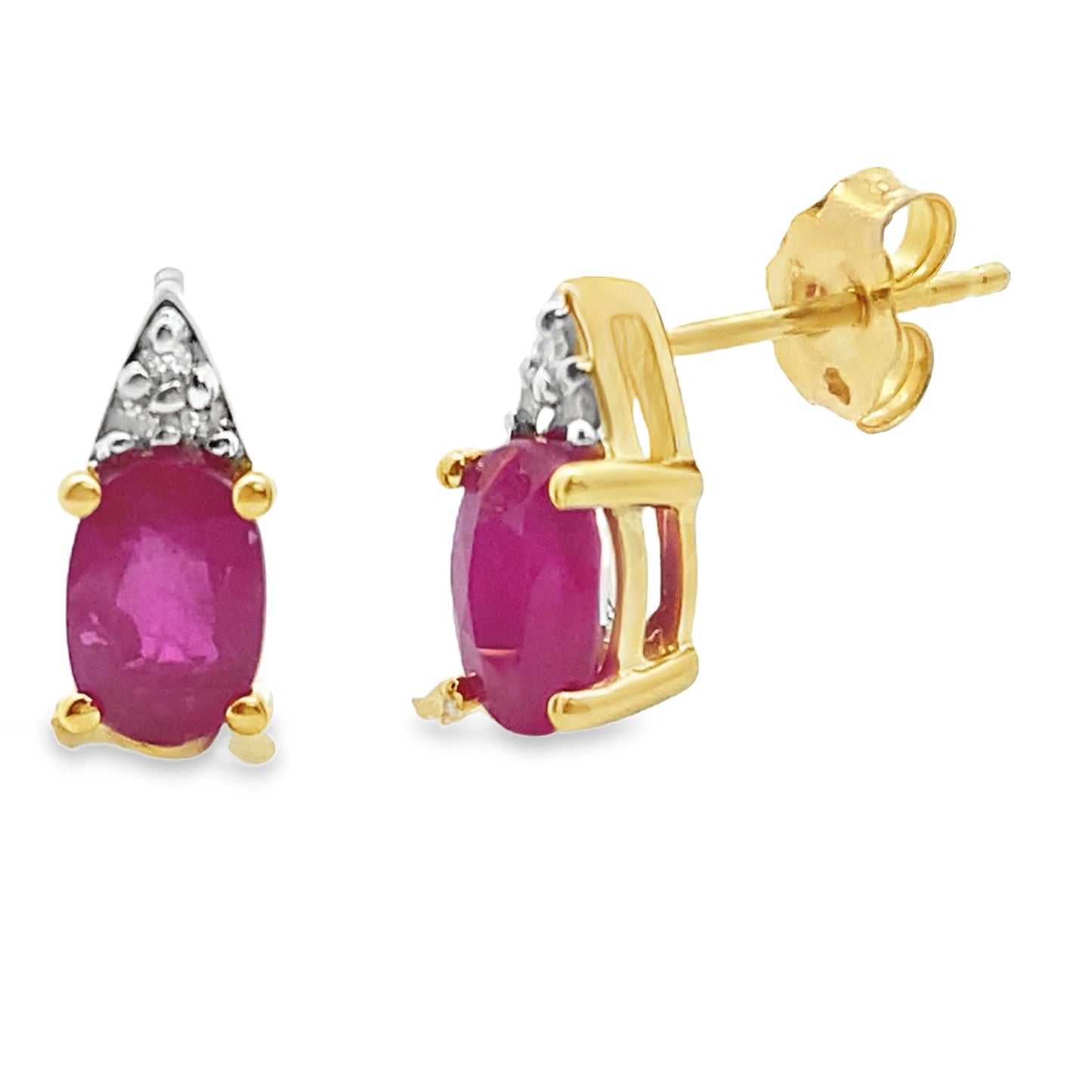 1.38ct Ruby Diamond Stud Earrings 10KT Yellow Gold Bids.com