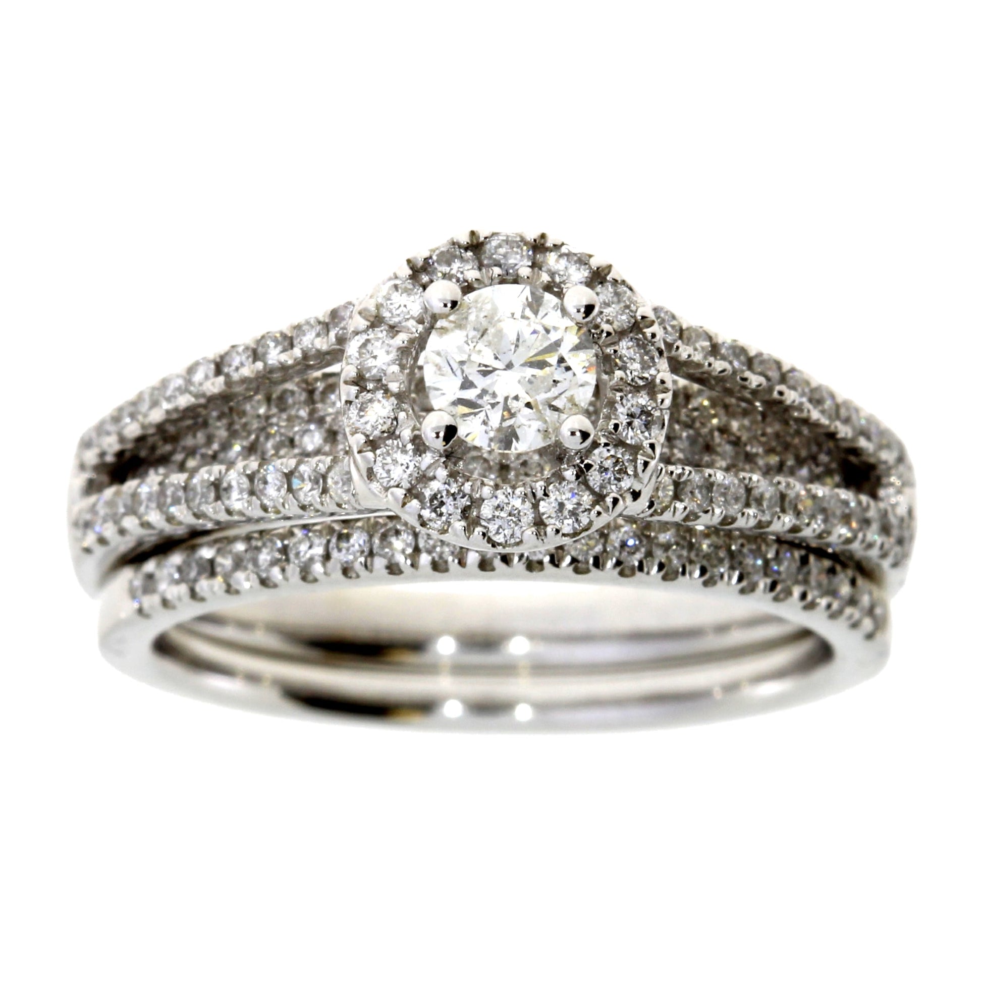 1.00ct Diamond Engagement Ring Set 14KT White Gold Bids.com