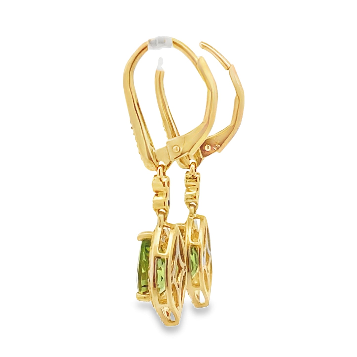 1.88ct Peridot Diamond Dangle Earrings 10KT Yellow Gold Bids.com