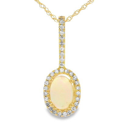 .10ct Opal Diamond Fashion Pendants 10KT Yellow Gold Bids.com