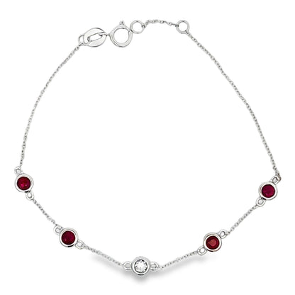 Natural .71ct Ruby Diamond Bracelet 14KT White Gold Bids.com