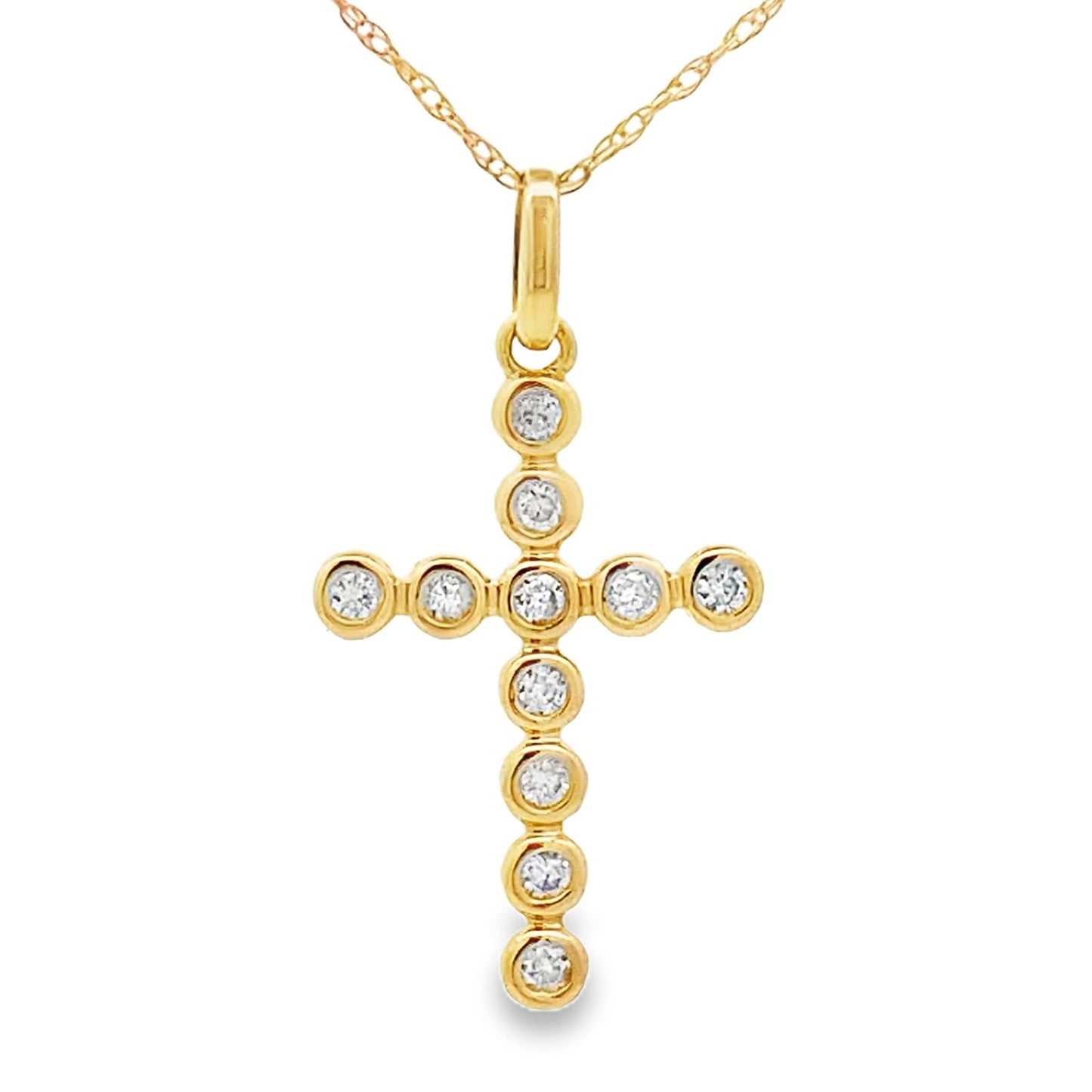 .15ct Diamond Cross Religious Pendant 14KT Yellow Gold Bids.com