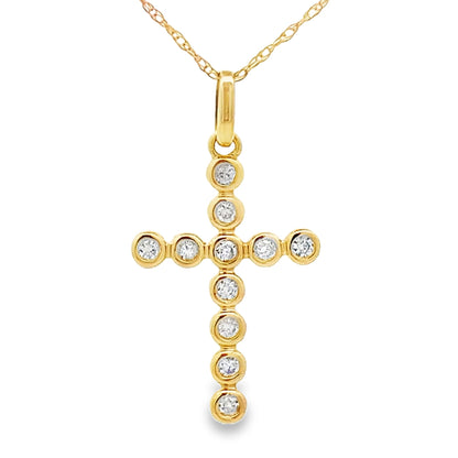 .15ct Diamond Cross Religious Pendant 14KT Yellow Gold Bids.com