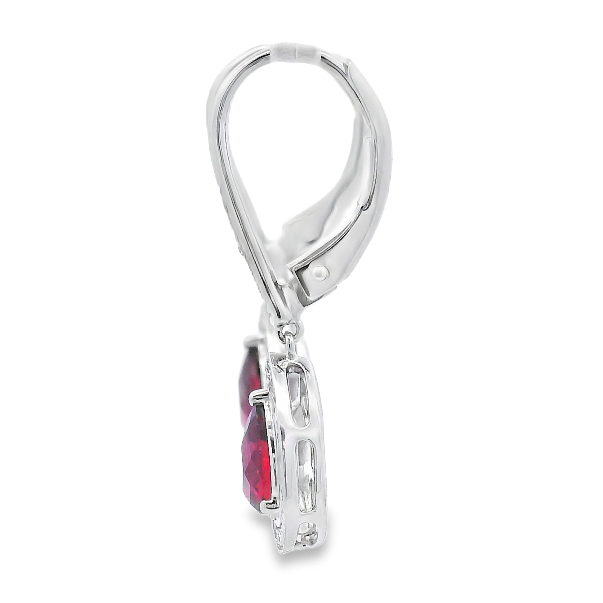 1.05ct Garnet Diamond Dangle Earrings 10KT White Gold Bids.com