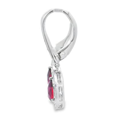 1.05ct Garnet Diamond Dangle Earrings 10KT White Gold Bids.com