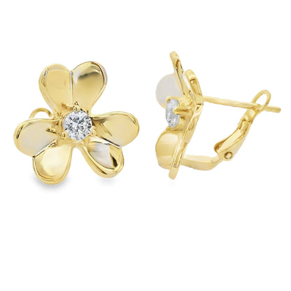 Genuine Cubic Zirconia Flower Earrings Sterling Silver Bids.com