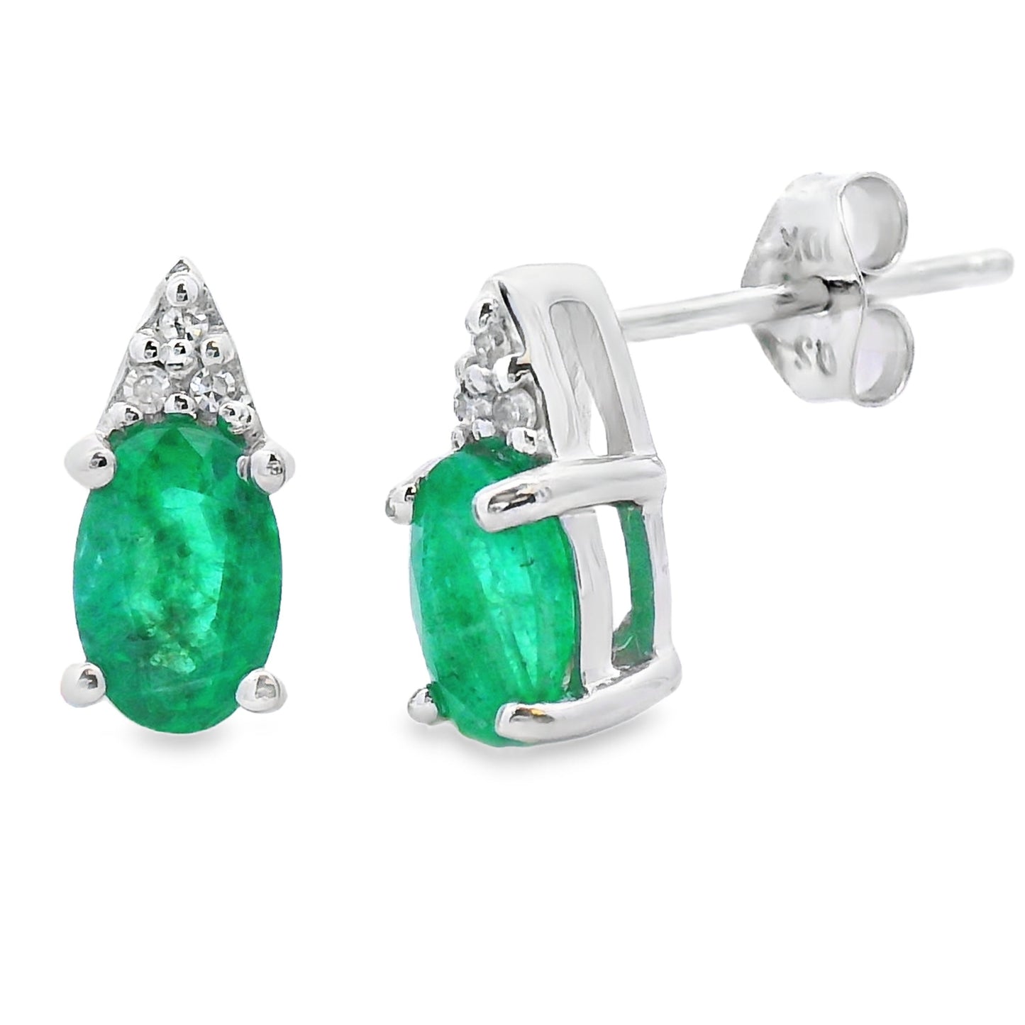 1.03ct Emerald Diamond Stud Earrings 10KT White Gold Bids.com