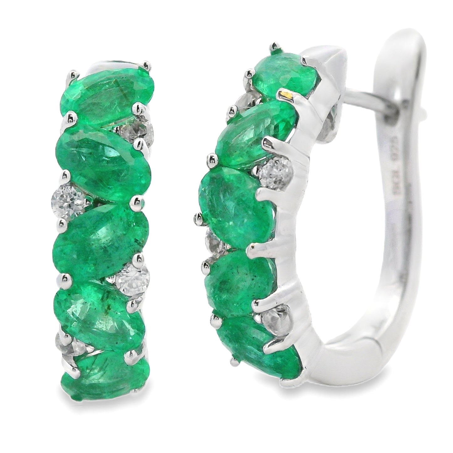 2.50ct Emerald Zircon Hoop Earrings Sterling Silver Bids.com