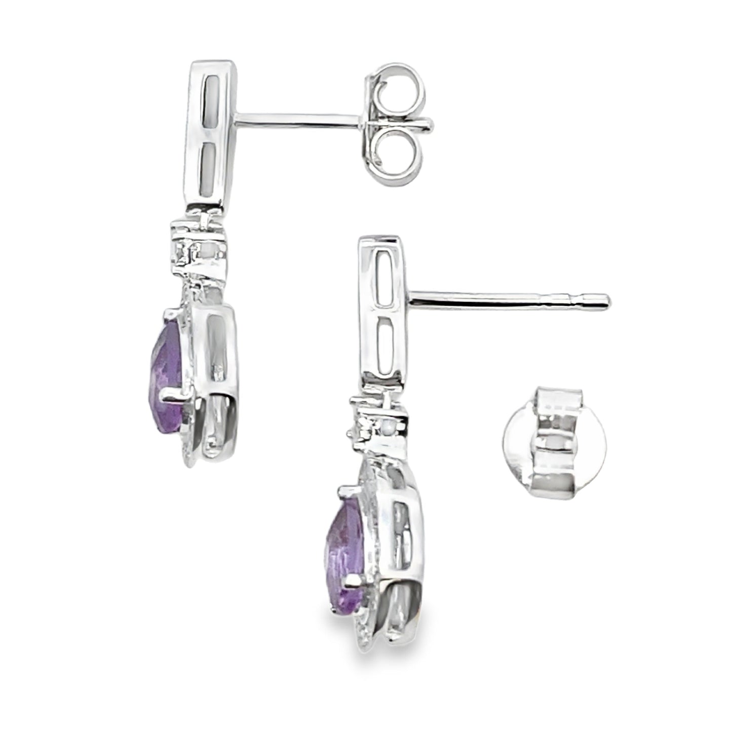 .88ct Amethyst Diamond Dangle Earrings 10KT White Gold Bids.com