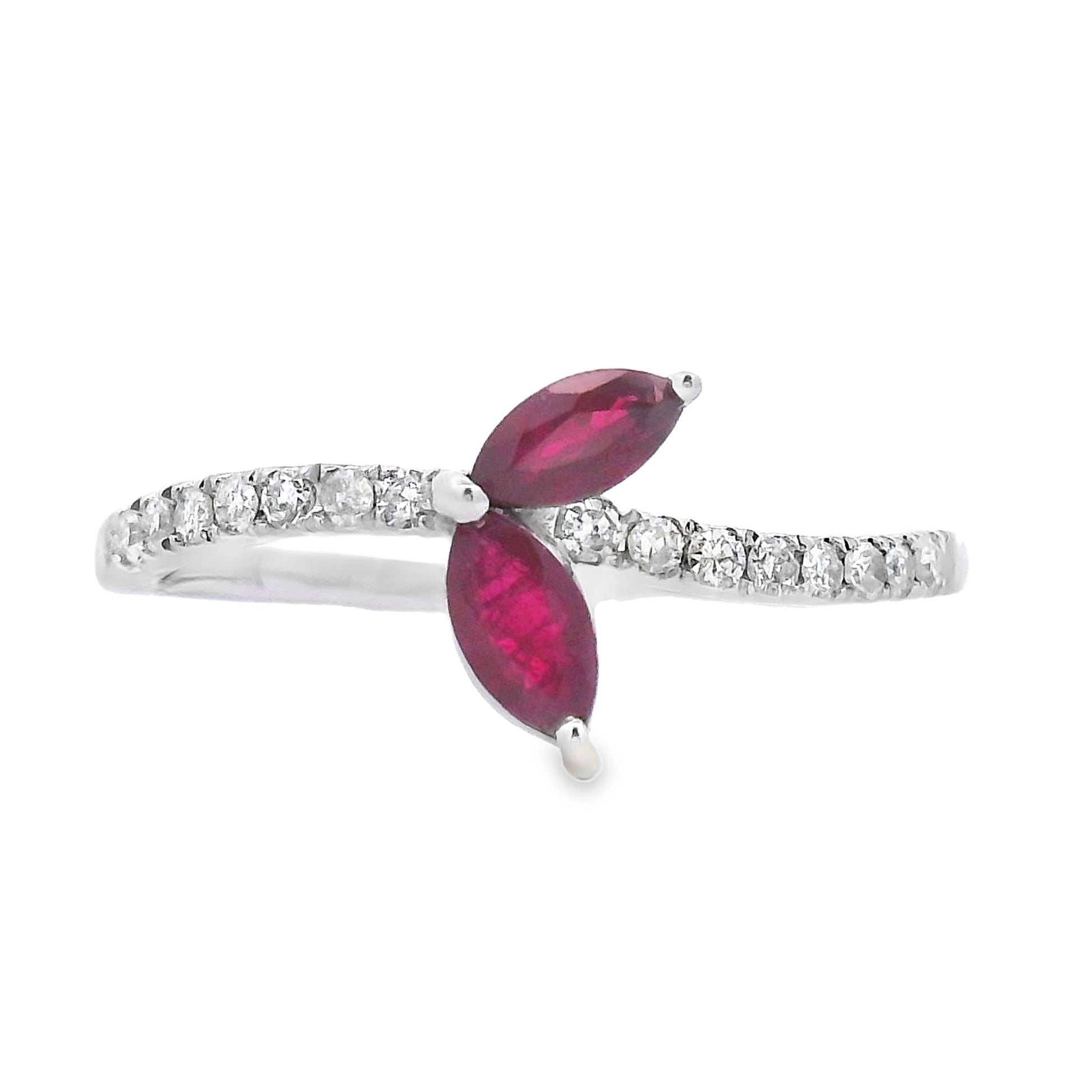 Natural .35ct Ruby Diamond Ring 14KT White Gold Bids.com