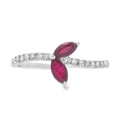 Natural .35ct Ruby Diamond Ring 14KT White Gold Bids.com