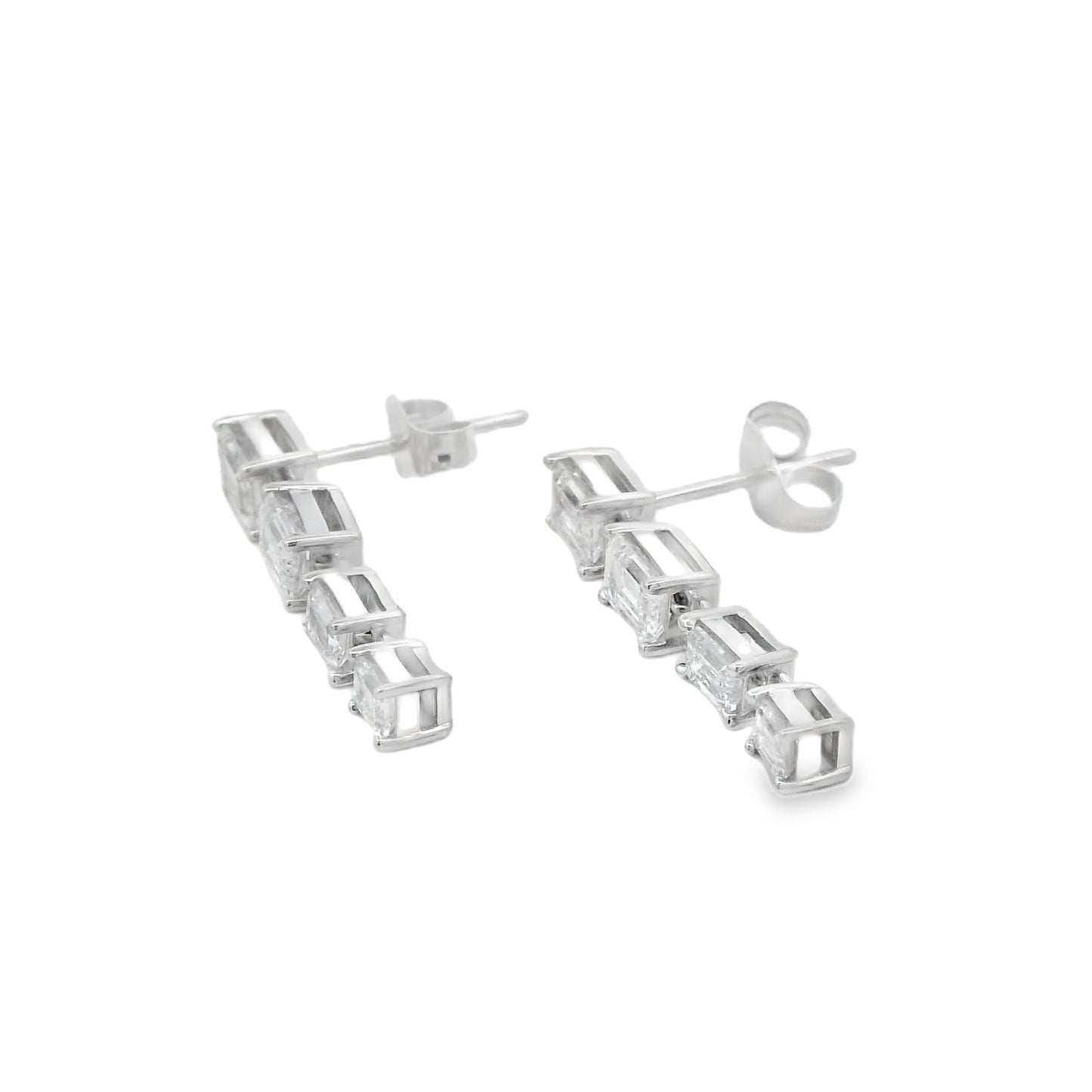Lab Grown Diamond Dangle Earrings 14KT White Gold Bids.com