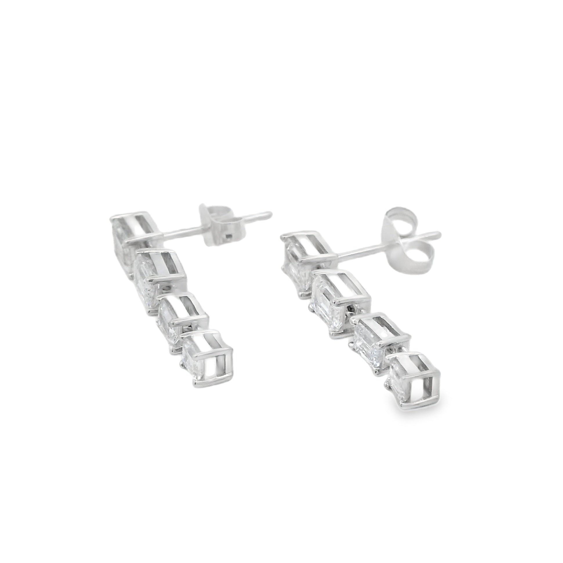 Lab Grown Diamond Dangle Earrings 14KT White Gold Bids.com