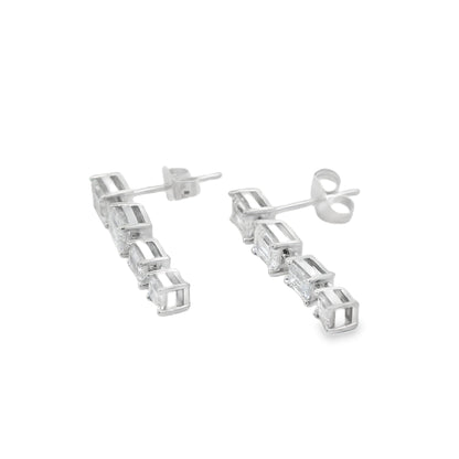 Lab Grown Diamond Dangle Earrings 14KT White Gold Bids.com