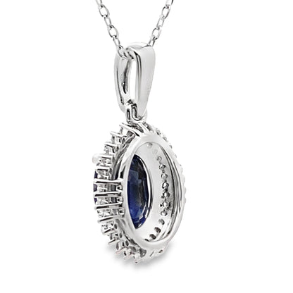 Sapphire Diamond Fashion Pendants 10KT White Gold Bids.com