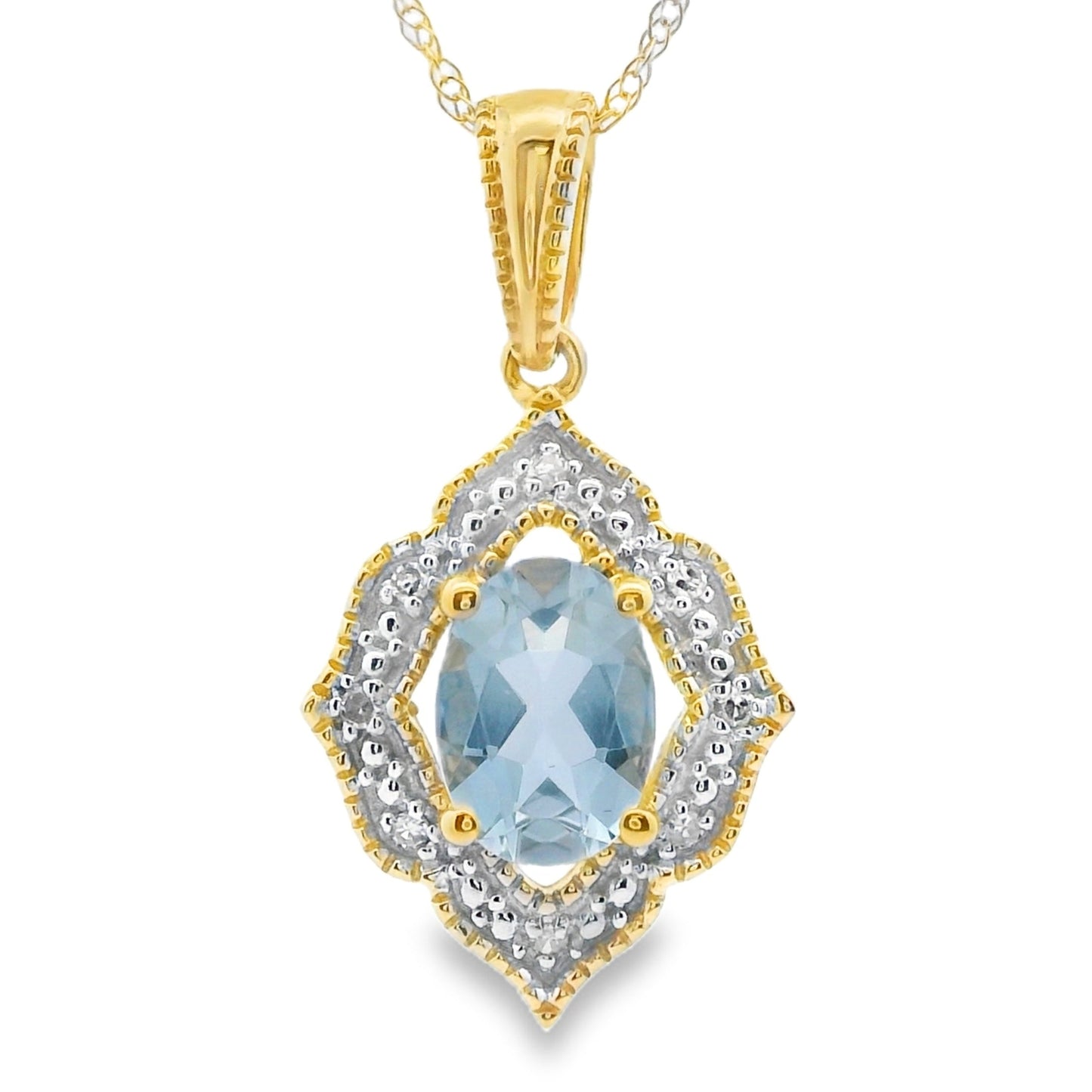 Aquamarine Diamond Fashion Pendants 10KT Yellow Gold Bids.com