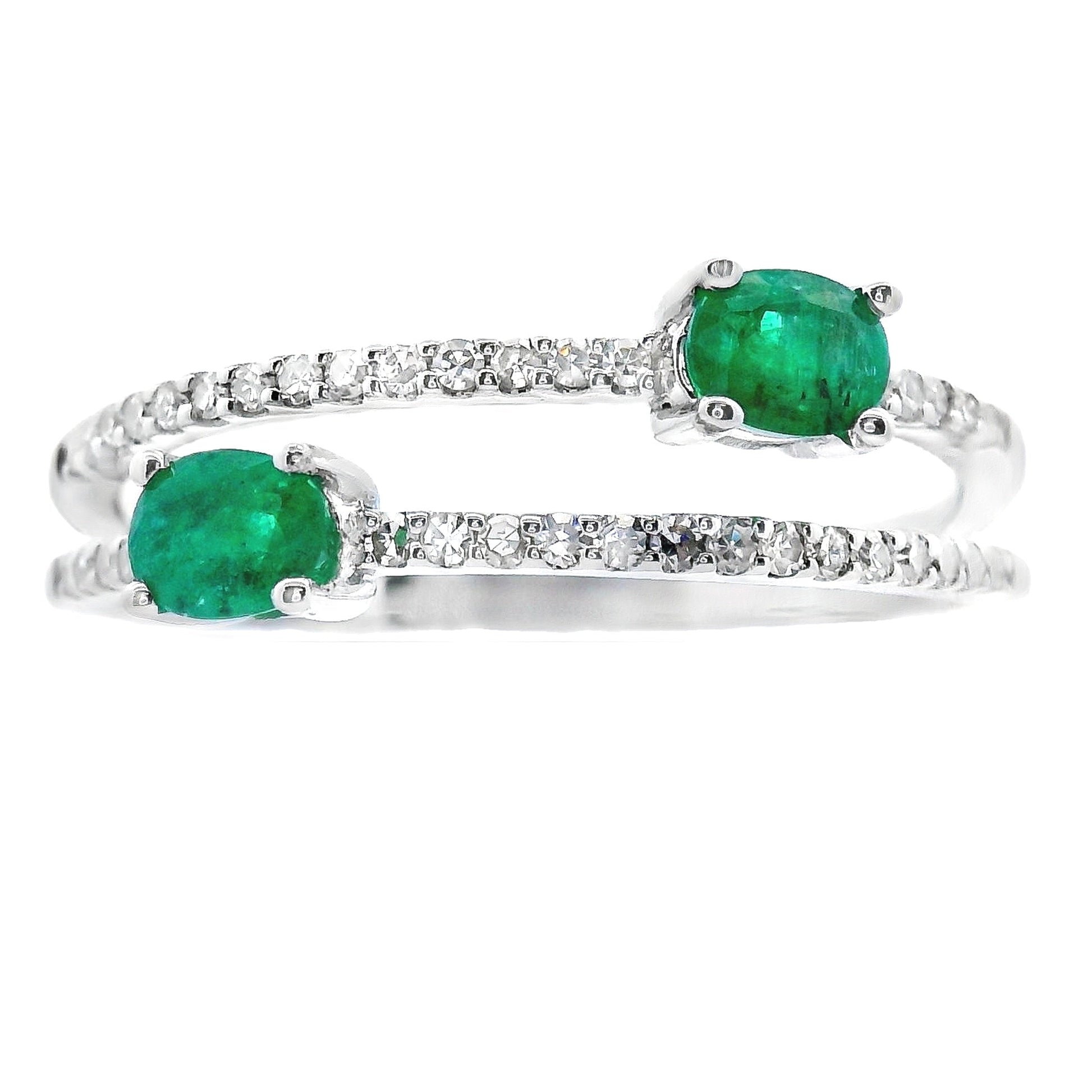 Natural .47ct Emerald Diamond Ring 14KT White Gold Bids.com