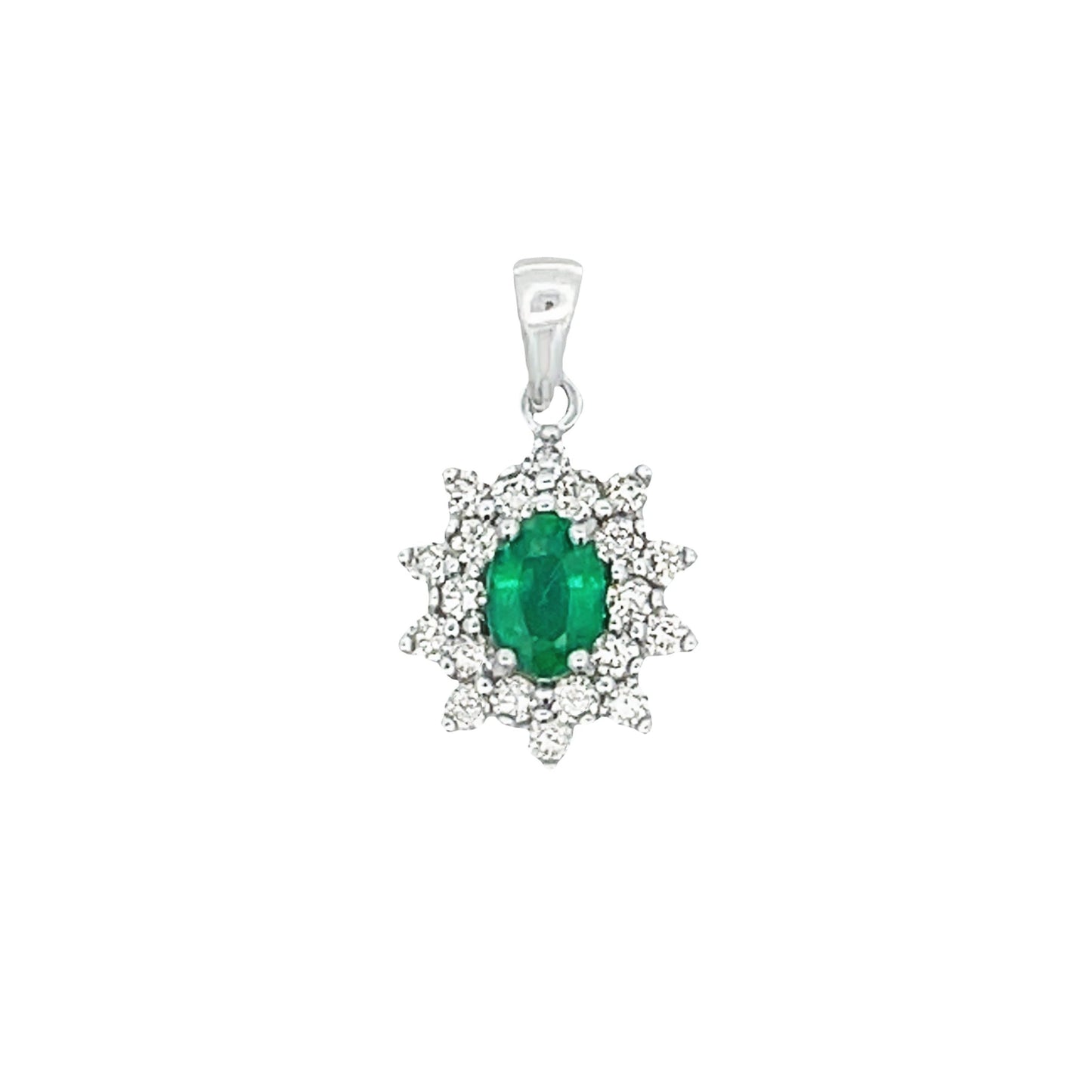 1.43ct Emerald Diamond Fashion Pendants 14KT White Gold Bids.com