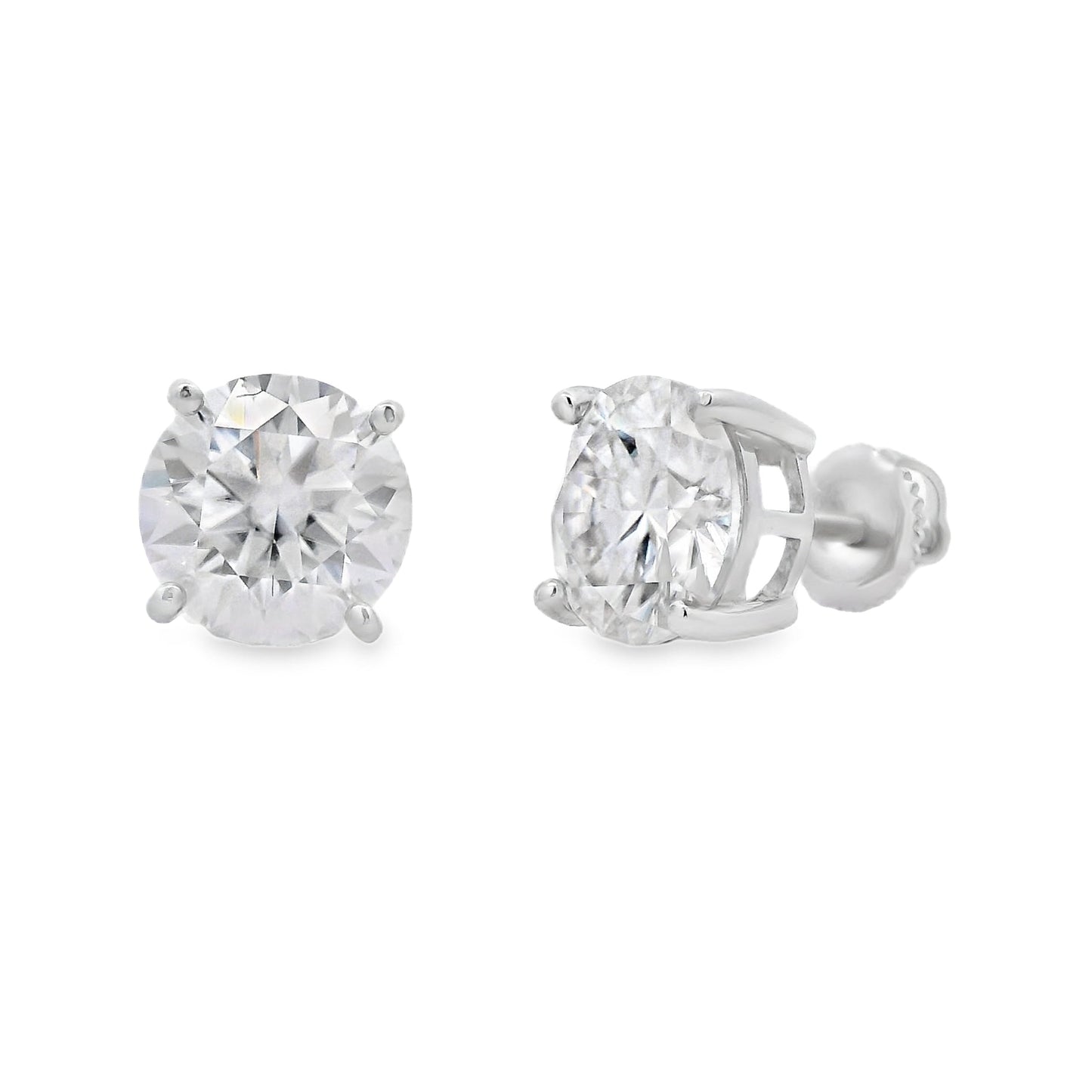 Natural 6.00ct Moissanite Stud Earrings Sterling Silver Bids.com