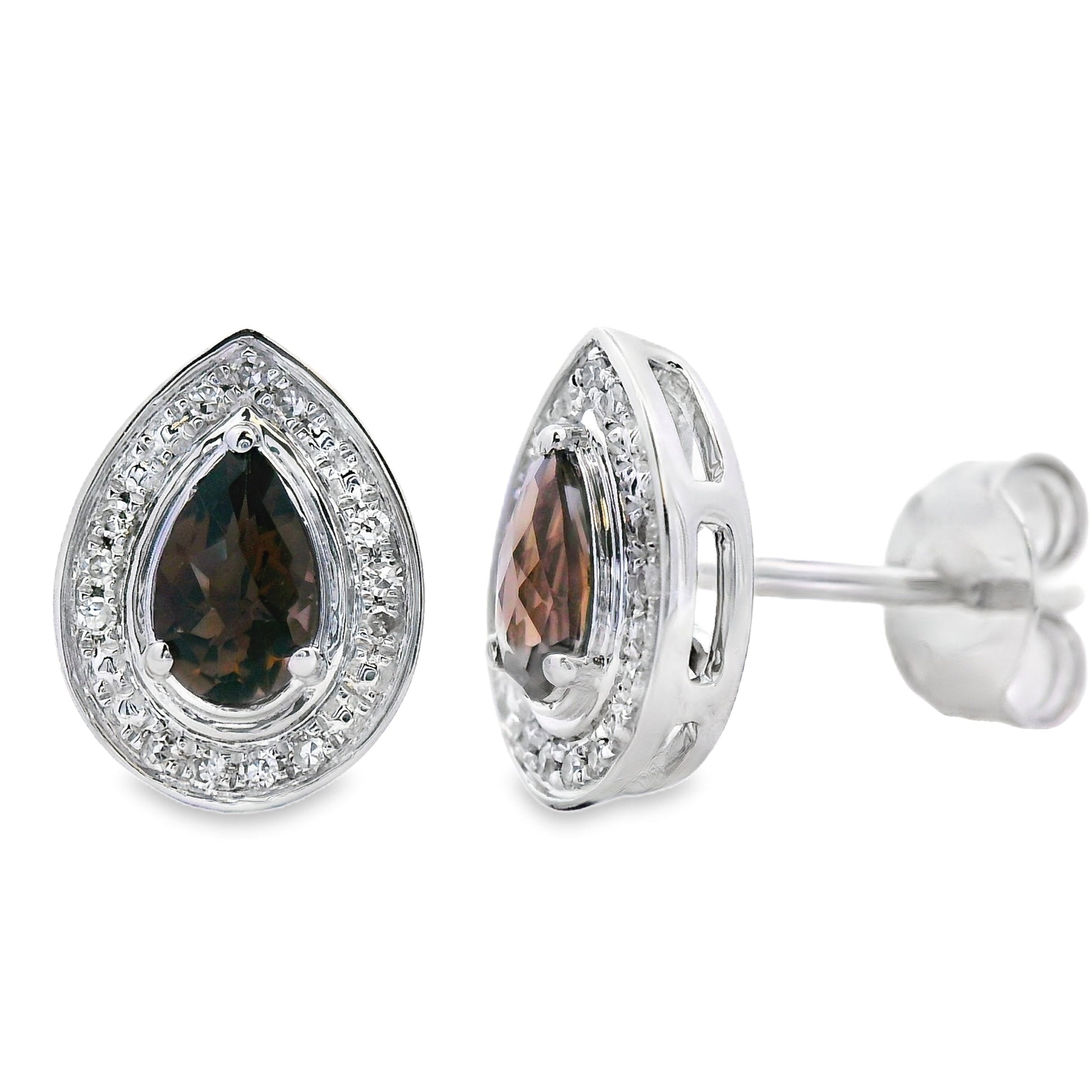 .50ct Quartz Diamond Stud Earrings 10KT White Gold Bids.com