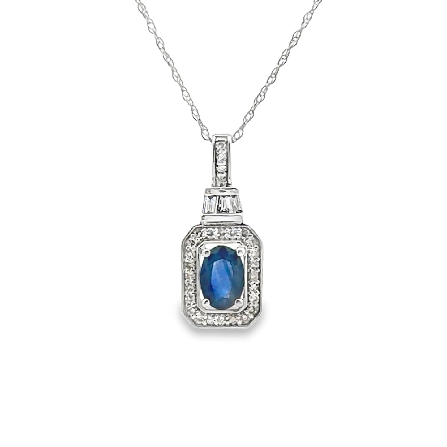 .72ct Sapphire Diamond Fashion Pendants 14KT White Gold Bids.com